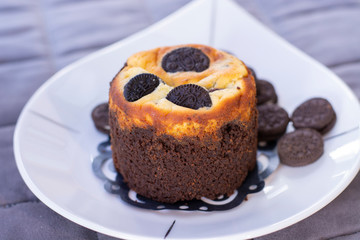Chocolate cookie muffin with cookies
