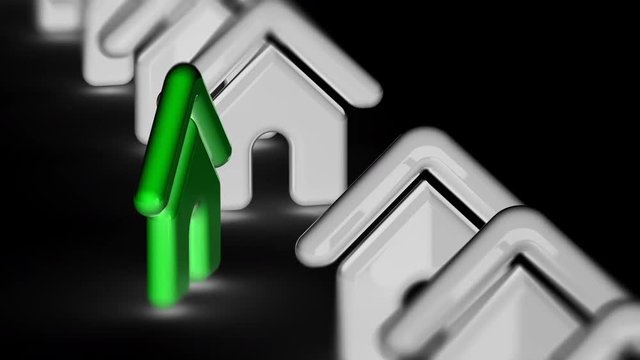 House icon. Looping footage has 4K resolution. Prores 4444. 3D Illustration.