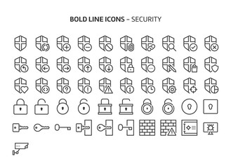 Security, bold line icons