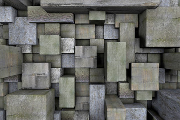 3D Background from a variety of concrete cubes