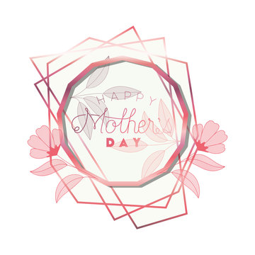 happy mother's day with pink frame tridecagon