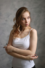 sensual portrait of attractive young woman