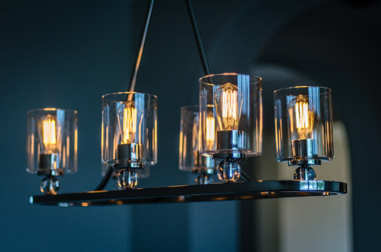 Light Fixture with vintage light bulbs full