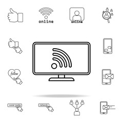 wifi signal in pc icon. sosial media network icons universal set for web and mobile