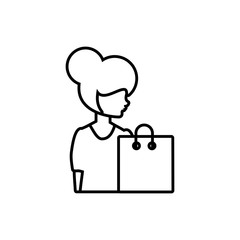 woman retro style with shopping bag