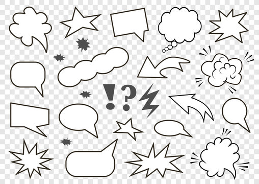 Set of speech bubbles. Set of blank template in Pop Art style. Vector illustration
