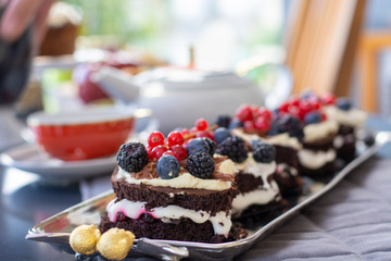 Chocolate cake with mix berries