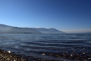 Ohrid lake view with mountain background, Macedonia.