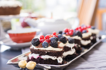 Chocolate cake with mix berries