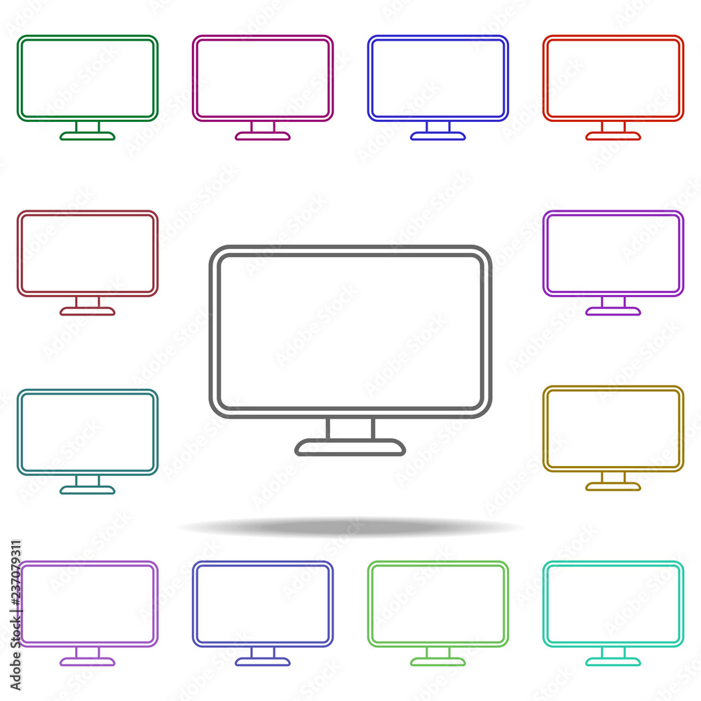 Poster monitor line icon. elements of computer hardware in multi color style icons. simple icon for website