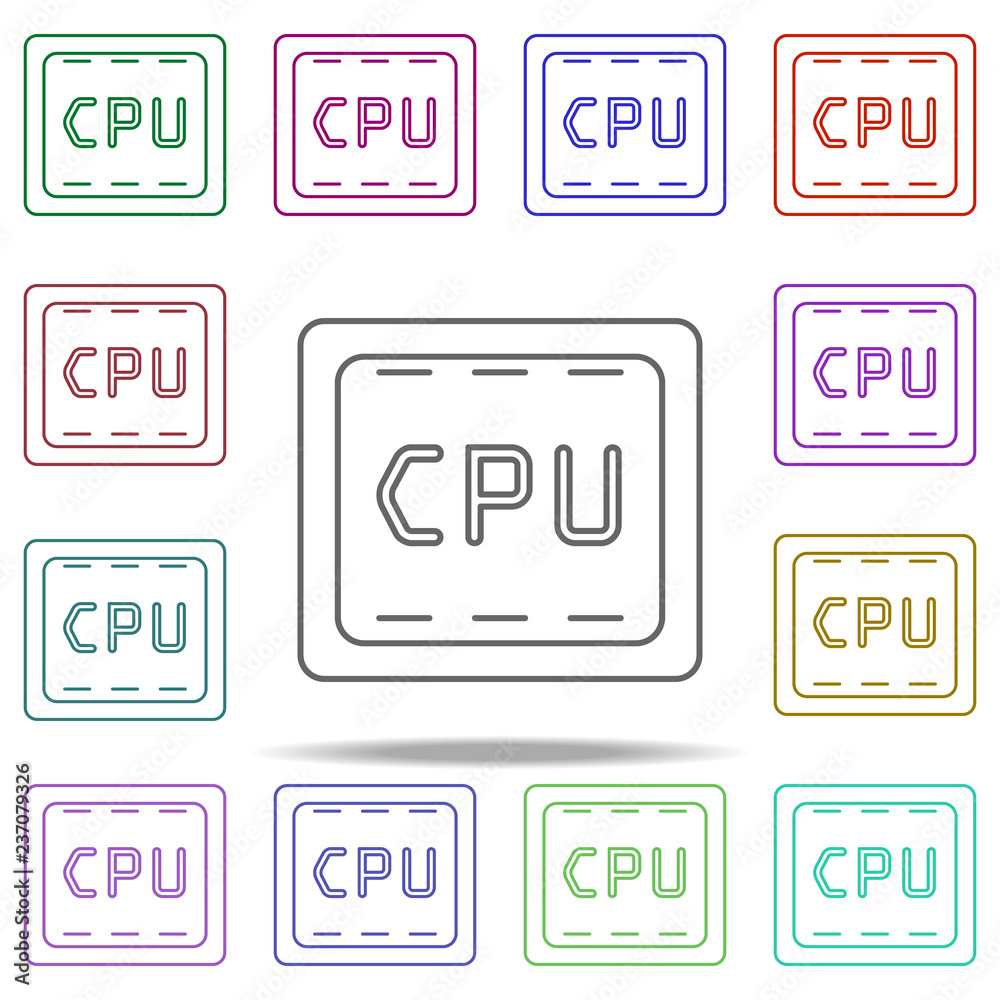Aufkleber CPU line icon. Elements of computer hardware in multi color style icons. Simple icon for websites, web design, mobile app, info graphics