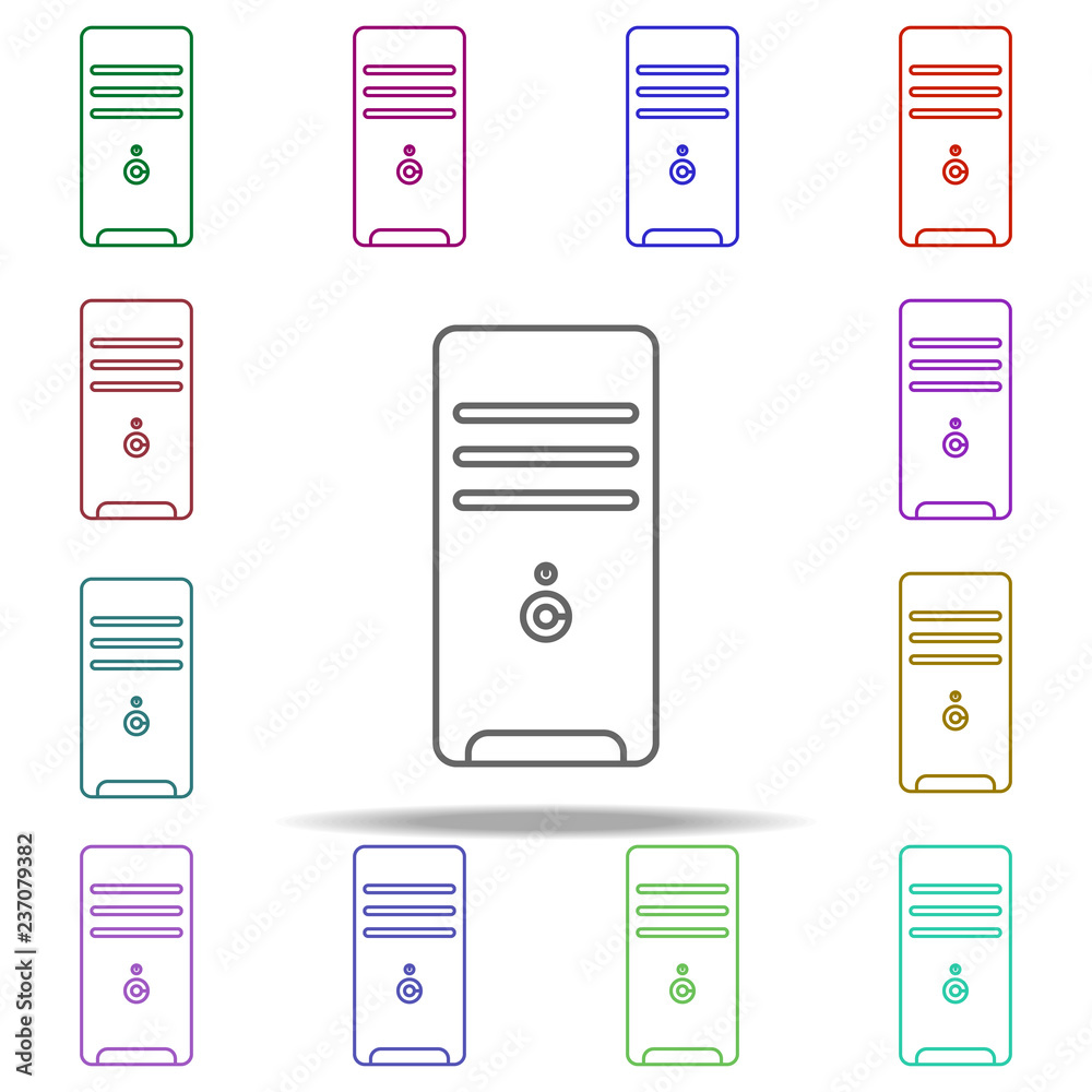 Poster computer keys line icon. Elements of computer hardware in multi color style icons. Simple icon for websites, web design, mobile app, info graphics