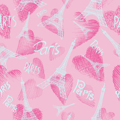 pink seamless background Eiffel tower