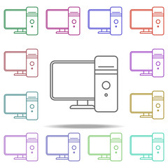 desktop computer line icon. Elements of computer hardware in multi color style icons. Simple icon for websites, web design, mobile app, info graphics