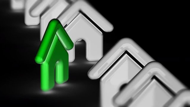 House icon. Looping footage has 4K resolution. Prores 4444. 3D Illustration.