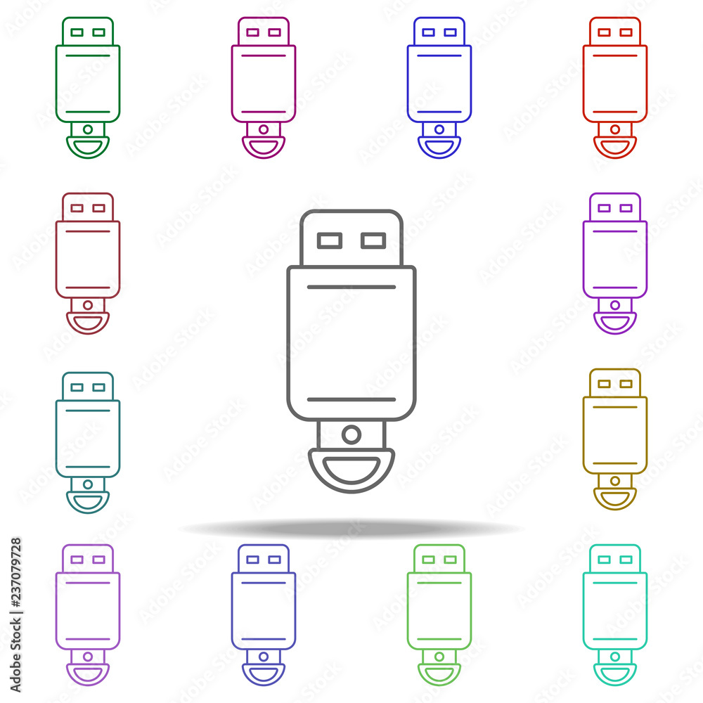Aufkleber flash card line icon. Elements of computer hardware in multi color style icons. Simple icon for websites, web design, mobile app, info graphics