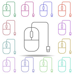 PC mouse line icon. Elements of computer hardware in multi color style icons. Simple icon for websites, web design, mobile app, info graphics