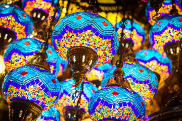 Turksih lamps in grand bazar, Istanbul, Turkey