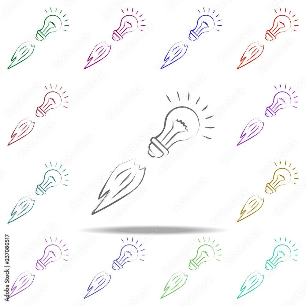 Poster light bulb icon. elements of creative idea in multi color style icons. simple icon for websites, web