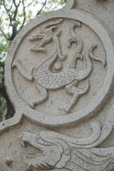 Statue of dragon near Temple of Supreme Purity of Tai Qing Gong at Laoshan