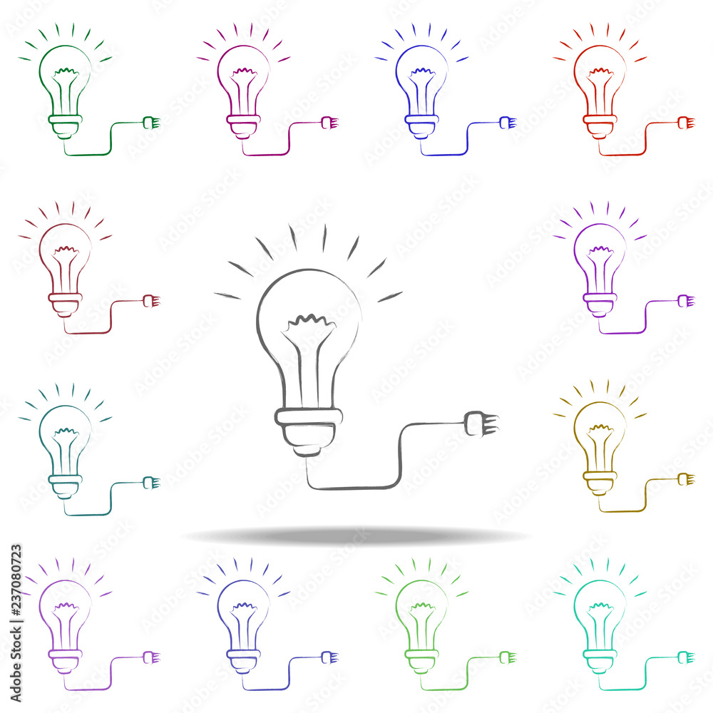 Poster light bulb and plug icon. elements of creative idea in multi color style icons. simple icon for webs