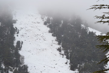 A cold beautiful snowy day in michlifen in winter