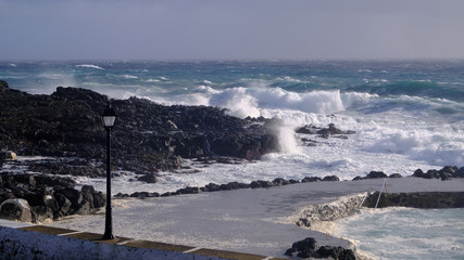 Stormy seas on Terceira Island, Azores, Portugal