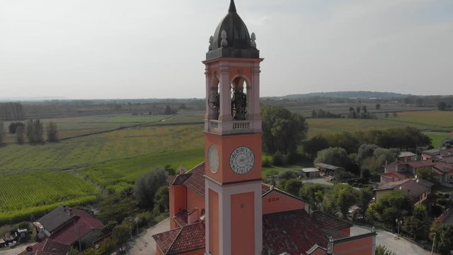 Around the bell tower in the village of Orio Litta