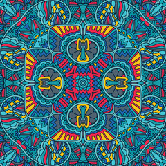 Colorful Tribal Ethnic Festive Abstract Floral Vector Pattern
