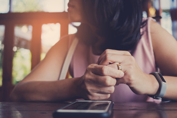 woman broken heart with ring, feel sad, woman unhappy