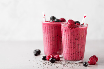 Healthy appetizing red smoothie dessert in glasses - 237084715