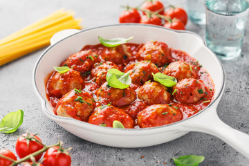 Homemade meatballs with tomato sauce