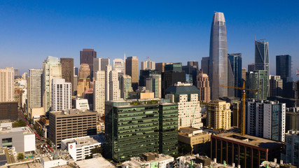 Fototapeta na wymiar Aerial View Inner Downtown Core Urban Center San Francisco Metro Skyline