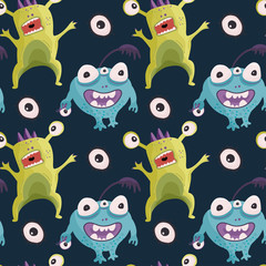 Cute cartoon monsters. Vector,