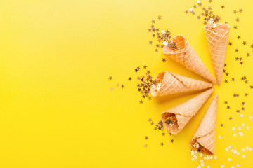 Ice cream cones with golden stars