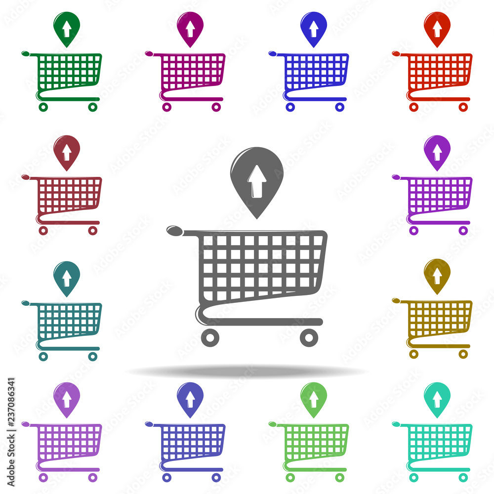 Poster unloading from a trolley icon. elements of shop in multi color style icons. simple icon for websites