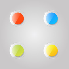 Colored glass buttons on a gray background. Vector illustration .