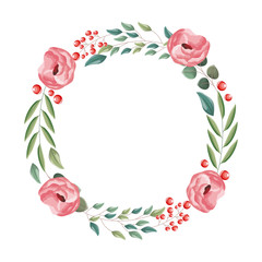 floral wreath flower decoration white background