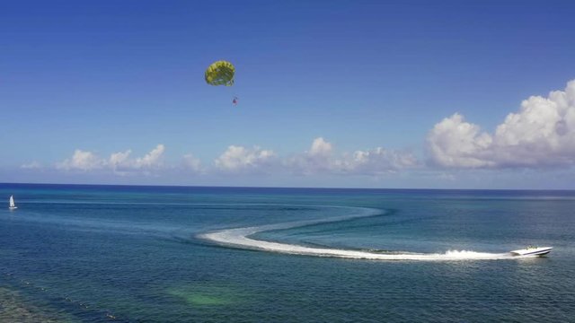 Parasailing at a wonderful caribbean beach