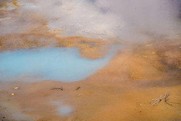 An abstract landscape made by geothermal features at Yellowstone National Park
