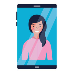 woman on screen smartphone device