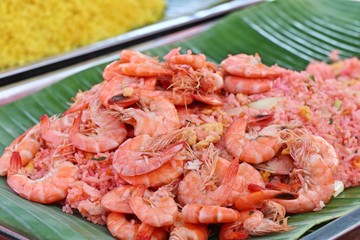 Shrimp fried rice in street food