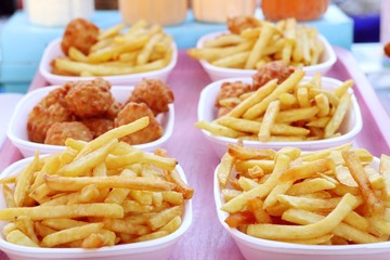 French fries and fried nuggets