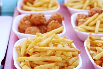 French fries and fried nuggets