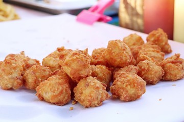 fried nuggets at street food