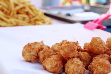 fried nuggets at street food