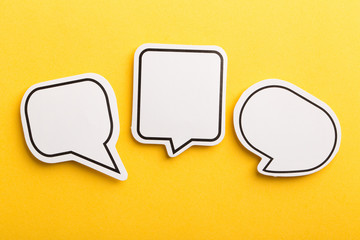 Speech Bubble Isolated On Yellow Background