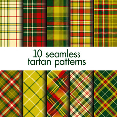 Set of seamless christmas tartan patterns