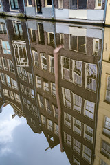 Reflection of houses in a canal, Amsterdam