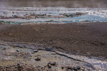 Abstract landscape views of geothermal features in Yellowstone National Park